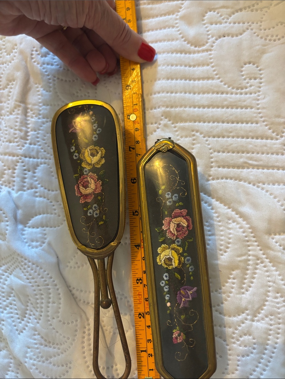 Black Hand-Painted Floral Vanity Brush & Garment Brush - Picture 3 of 3